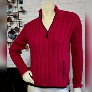 JONES OF NEW YORY SPORT | Women's Red Half-Zip Sweater